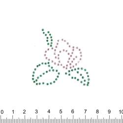 Термоапликация стразы металл Роза 50х50мм розово-зеленая