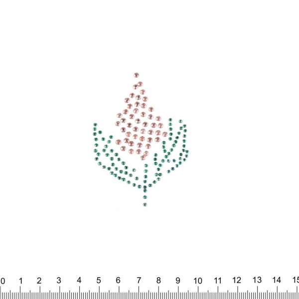 Термоапликация стразы металл Виноград 50х70мм розово-зеленая