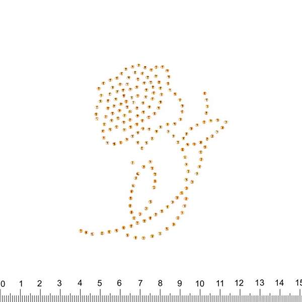 Термоапликация стразы металл Роза 70х100мм золотистая