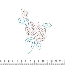 Термоапликация стразы металл Цветок 90х100мм розово-голубая