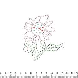 Термоапликация стразы металл Подсолнух 90х100мм цветной