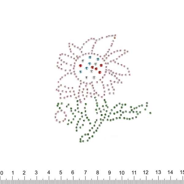 Термоапликация стразы металл Подсолнух 90х100мм цветной