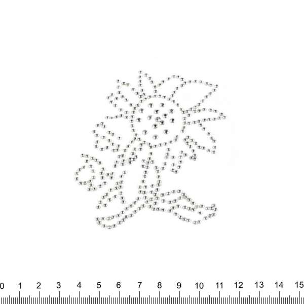 Термоапликация стразы металл Подсолнух 90х100мм серебристый