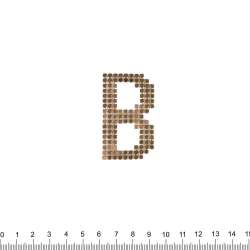 Термоапликация стразы металл Буква В 30х50мм золотистая