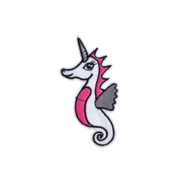 Термоаппликация Единорог морской конек 40х48мм белый