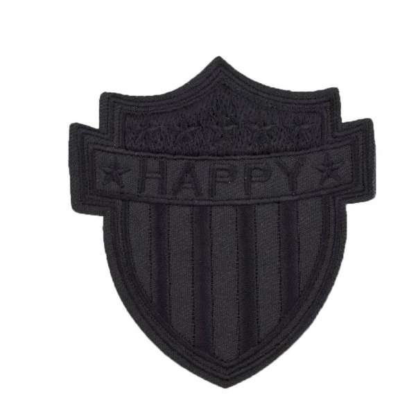 Термоаппликация Эмблема HAPPY 70х80мм черная