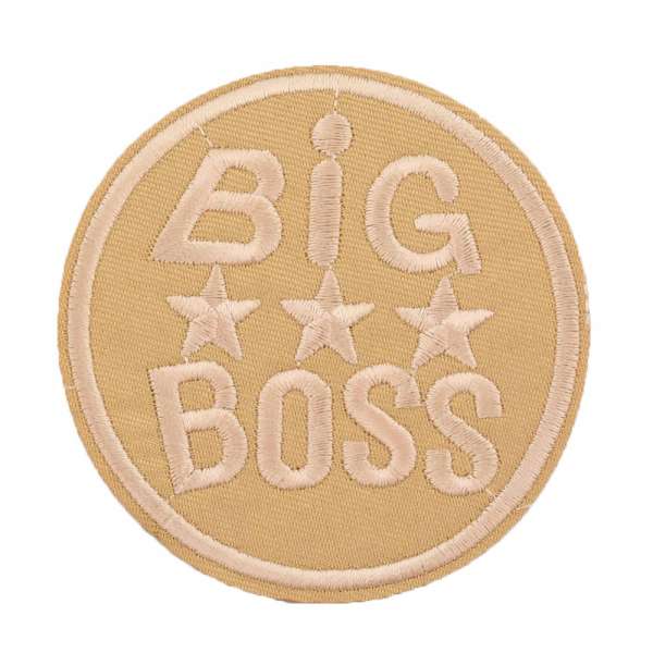Термоаппликация Эмблема круглая BIG BOSS 80х80мм бежевая