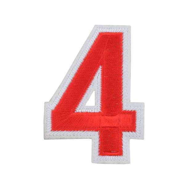 Термоаппликация Цифра 4 красная 60х80мм