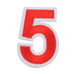 Термоаппликация Цифра 5 красная 50х80мм