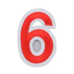Термоаппликация Цифра 6 красная 50х80мм