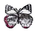 Нашивка Пайетки бабочка 230х240мм малиновая/серебро