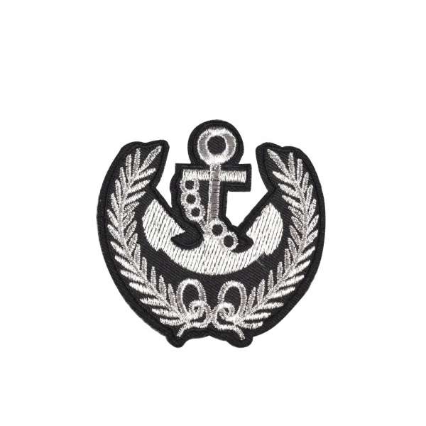 Термоаппликация Якорь 80х80мм черно-серебристая