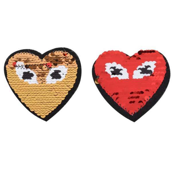 Термоаппликация Пайетки сердце 70х70мм золото/красное