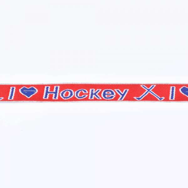 Тесьма жаккардовая 20мм Hockey сине-красная