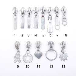 Бегунок на спиральную молнию №7 темный никель с фигурным язычком