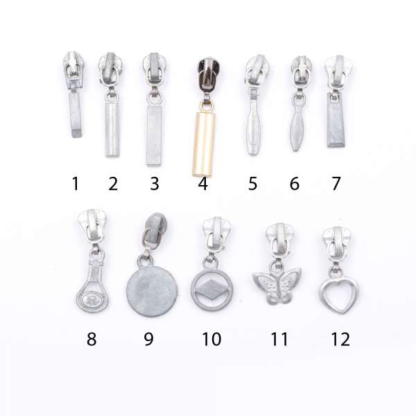 Бегунок на спиральную молнию №3 темный никель разный