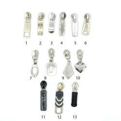 Бегунок на спиральную молнию №7 никель с фигурным язычком