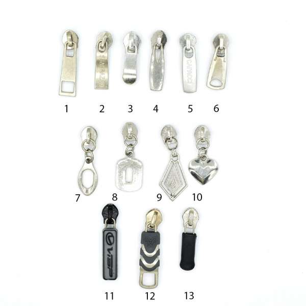 Бегунок на спиральную молнию №7 никель с фигурным язычком