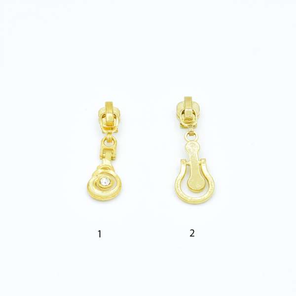 Бегунок на спиральную молнию №3 золото со стразой