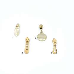 Бегунок на спиральную молнию №3 золото с фигурным язычком