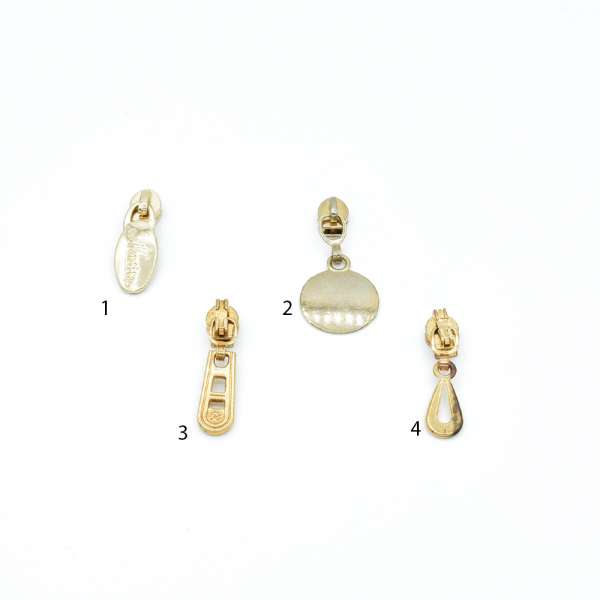 Бегунок на спиральную молнию №3 золото с фигурным язычком