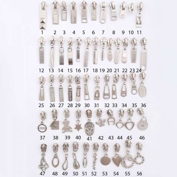 Бегунок на спиральную молнию №7 никель с фигурным язычком