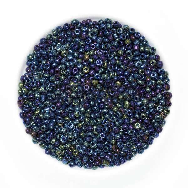 Бисер темно-синий+салатовый ассорти