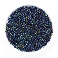 Бисер темно-синий+салатовый ассорти, упаковка 50г
