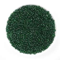 Бисер зеленый темный с черным, упаковка 50г