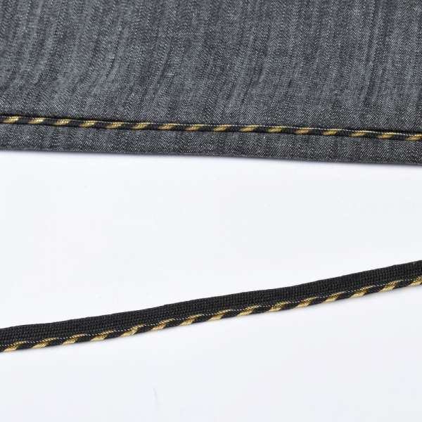 Кант встрочной золотистый на черной основе, ш.10 мм