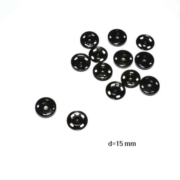 Кнопка металлическая 15 мм черная