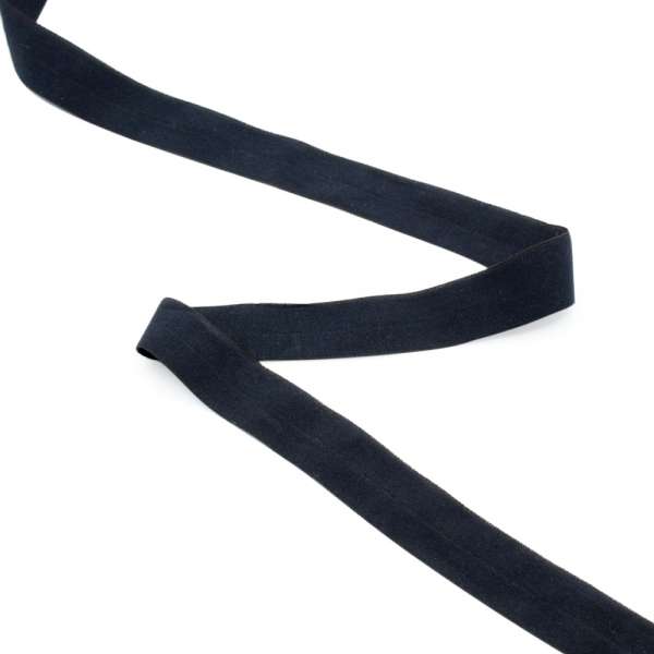 Косая бейка стрейч 20 мм сине-черная