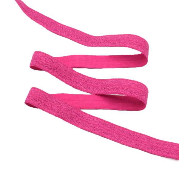 Косая бейка стрейч с люрексом 15 мм малиновая