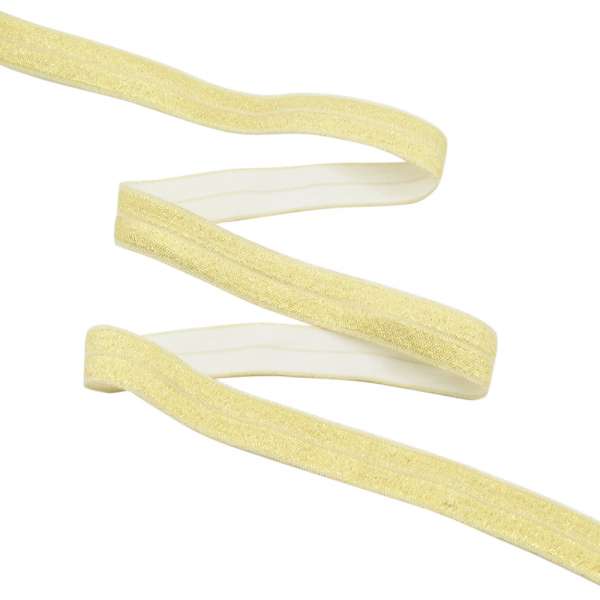 Косая бейка стрейч с люрексом 15 мм золотистая