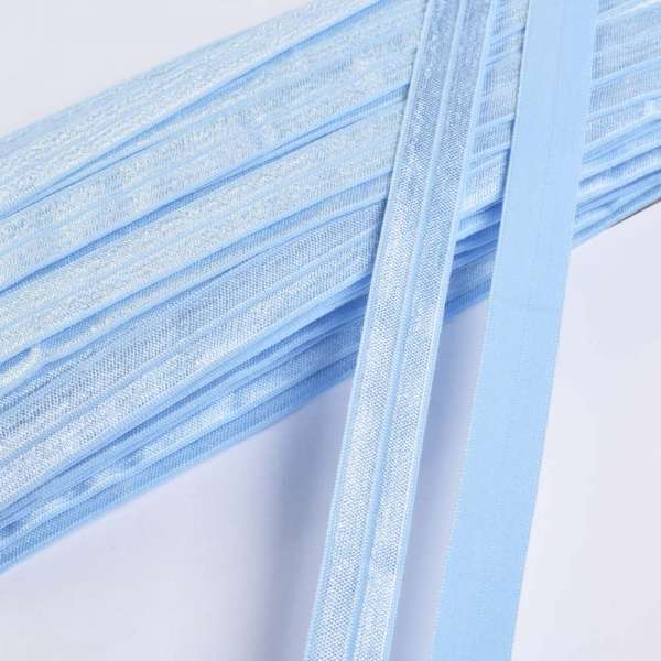 Косая бейка стрейч 15 мм голубая небесная