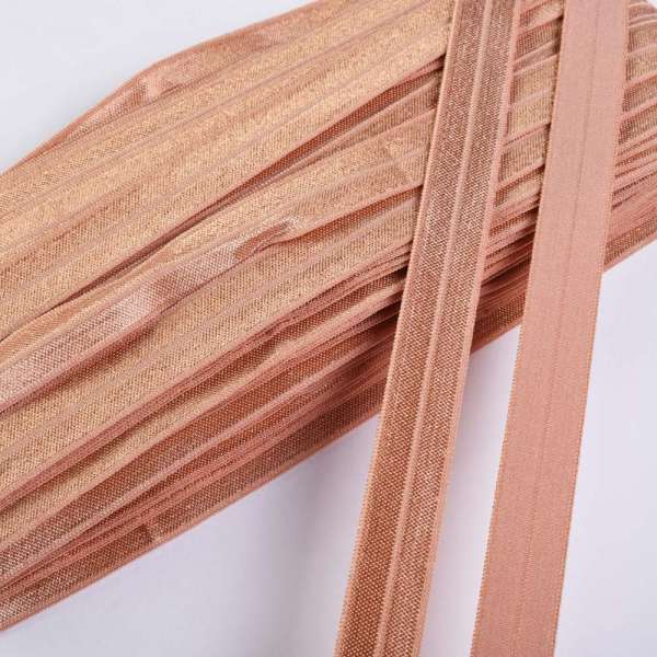 Косая бейка стрейч 15 мм розово-коричневая