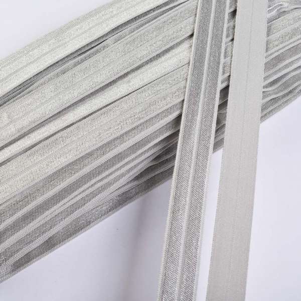 Косая бейка стрейч 15 мм серая светлая