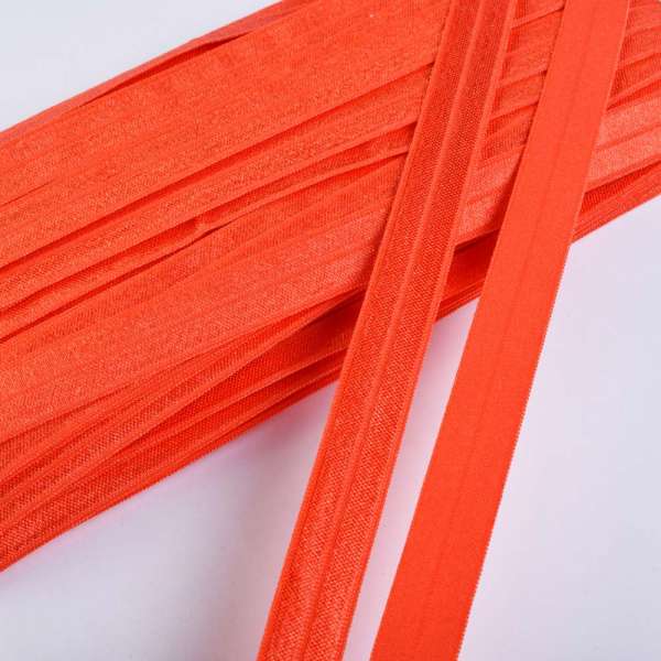 Косая бейка стрейч 15 мм оранжевая темная