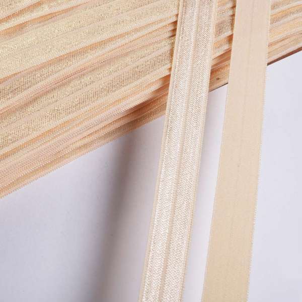 Косая бейка стрейч 15 мм бежевая светлая