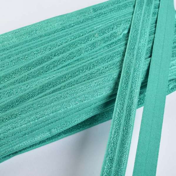 Косая бейка стрейч 15 мм бирюзовая темная