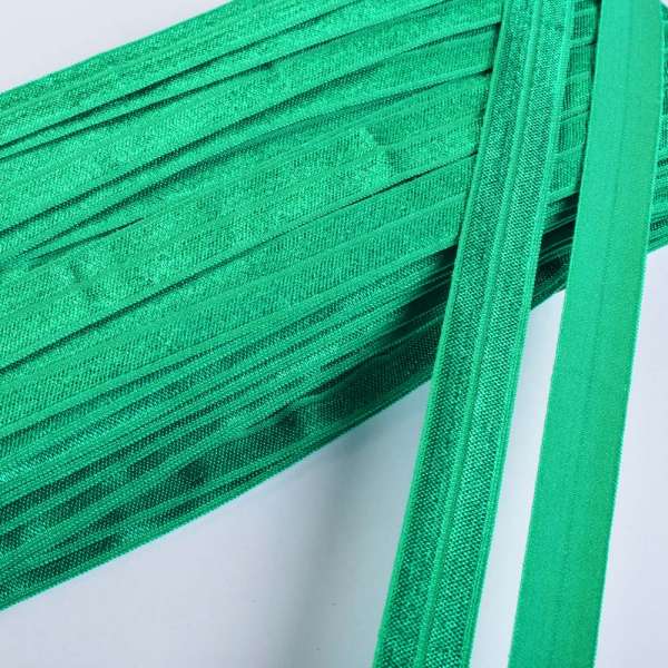 Косая бейка стрейч 15 мм изумрудная