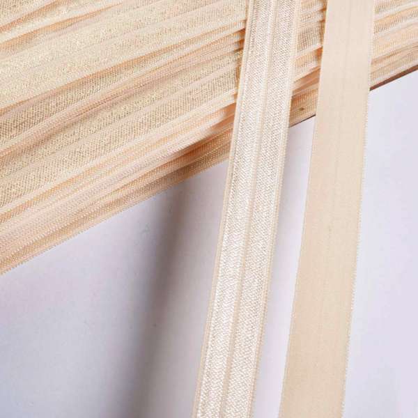 Косая бейка стрейч 15 мм кремово-золотистая