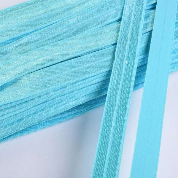 Косая бейка стрейч 15 мм голубая светлая