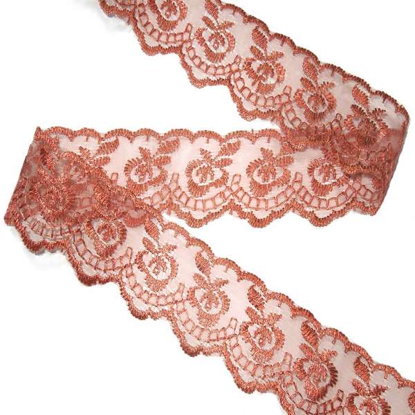 Кружево капрон 40мм терракотовое