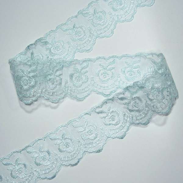 Кружево капрон 40мм голубое