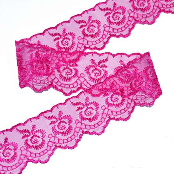 Кружево капрон 40мм ярко-малиновое
