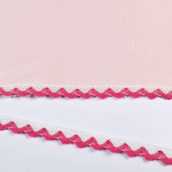 Кружево хлопок зигзаг 20мм бело-малиновое