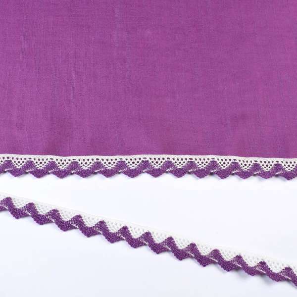 Кружево хлопок зигзаг 20мм бело-фиолетовое