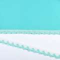 Кружево хлопок зигзаг 20мм бело-бирюзовое