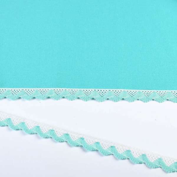 Кружево хлопок зигзаг 20мм бело-бирюзовое